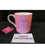 Kent Pottery Keep Calm &amp; Carry on Shopping coffee cup mug pink - $19.94