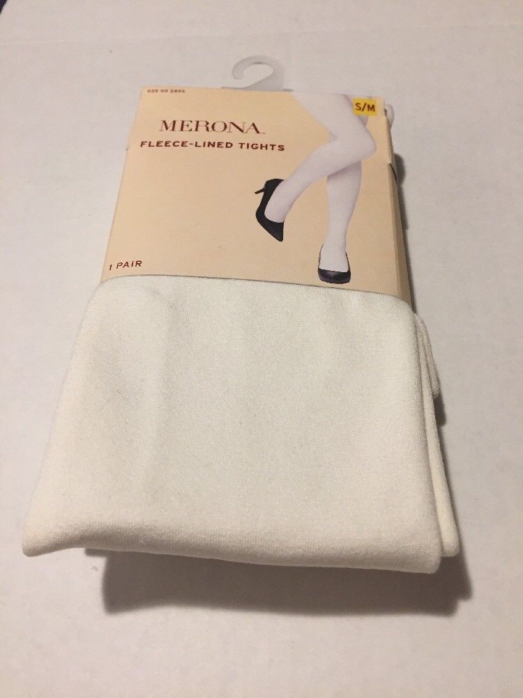 Image of Merona Womens Fleece- Lined Tights, S/M, Ivory