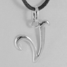 18K WHITE GOLD PENDANT CHARM INITIAL LETTER V, MADE IN ITALY 0.7 INCHES, 18 MM image 1