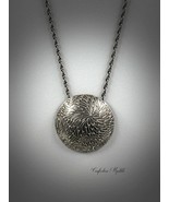 Pendant necklace in sterling (metal clay), textured and patinated. Handm... - $120.00