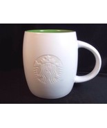 Starbucks impressed siren logo coffee mug cream with green interior 2011 14 oz - $13.79