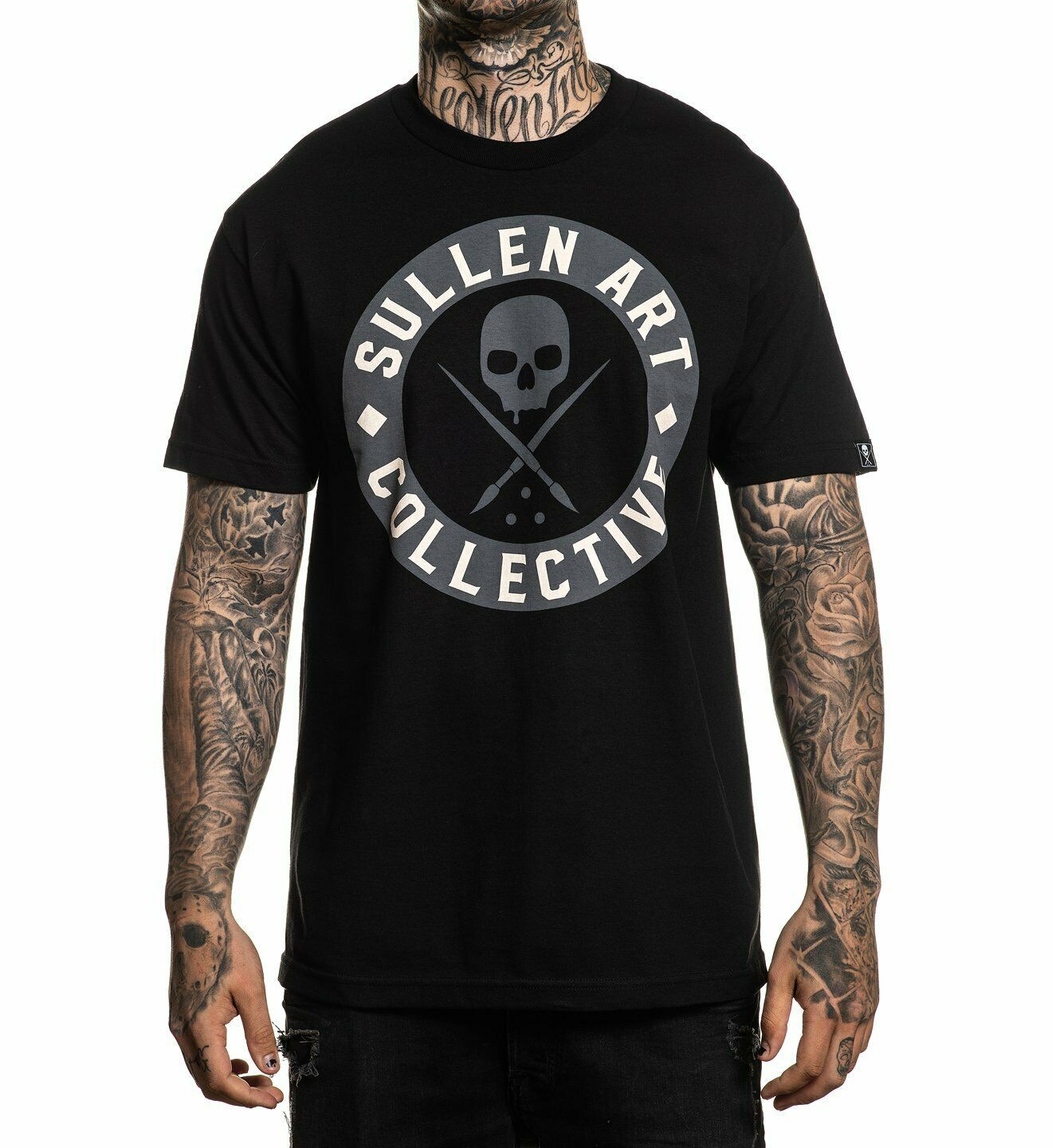 Sullen Everyday Badge Logo Skull Artist Paint Tattoo Urban Black T ...