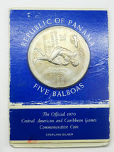 1970 Five Balboas Republic of Panama Commemorative Sterling Silver Coin - $95.00