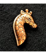 Vintage Giraffe Brooch Black Enamel on Bronzed Gold Tone Pin - $15.00