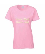 Tremendous Designs Happy Wife Happy Life Ladies T Shirt 2XL Light Pink - $315.06