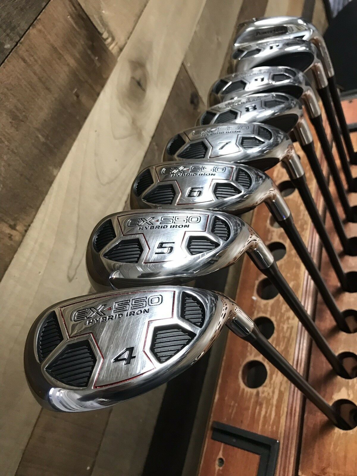 DEMO USED RH POWERBILT SENIOR Flex Graphite EX 550 Men Hybrid Iron Set