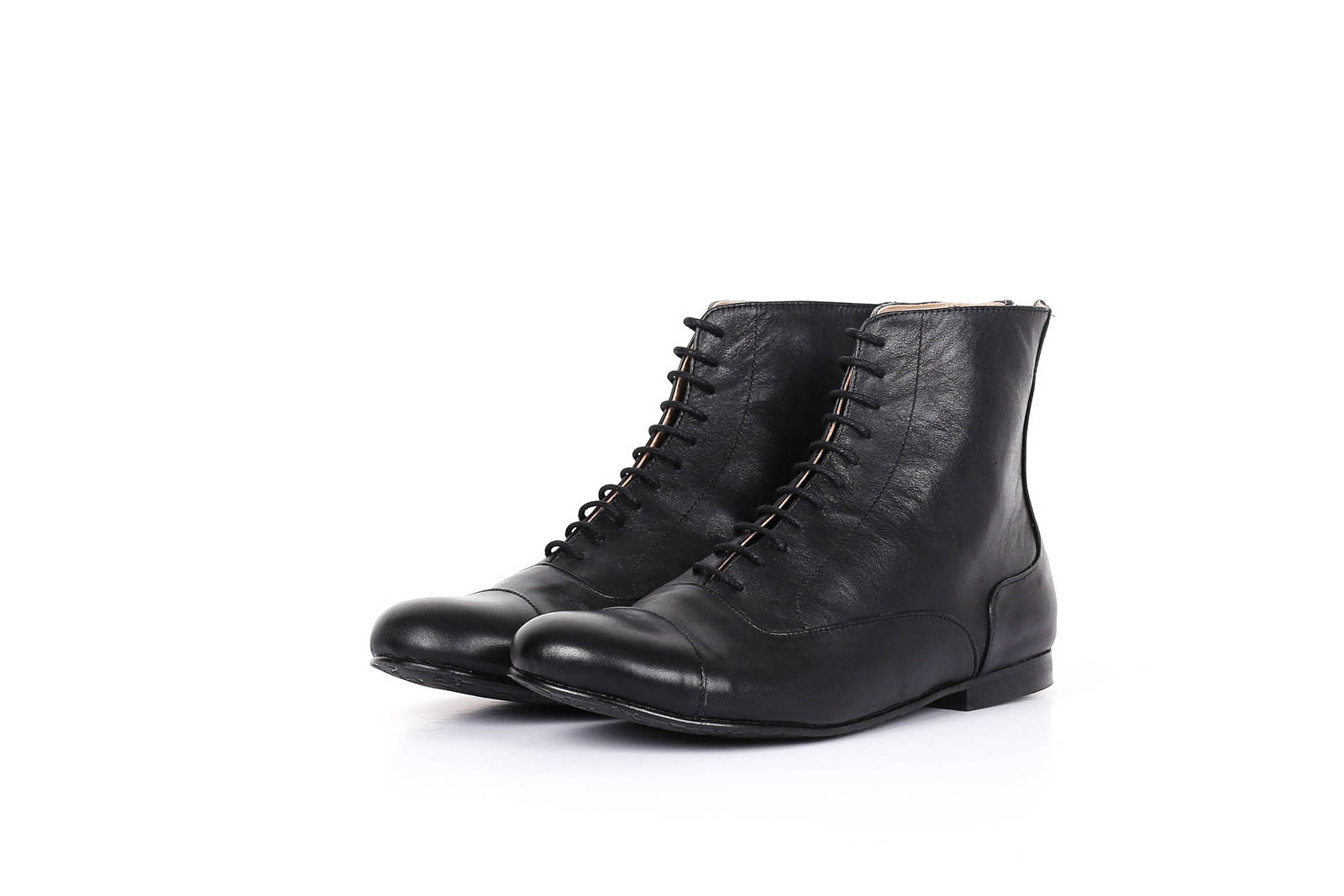 Women's New Black Derby Cap Toe Lace Up Vintage Leather Formal Dress Ankle Boot