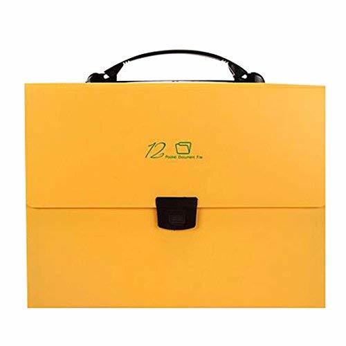 A4 Portable Document Organizer Stylish Briefcase Expanding File Folder Yellow