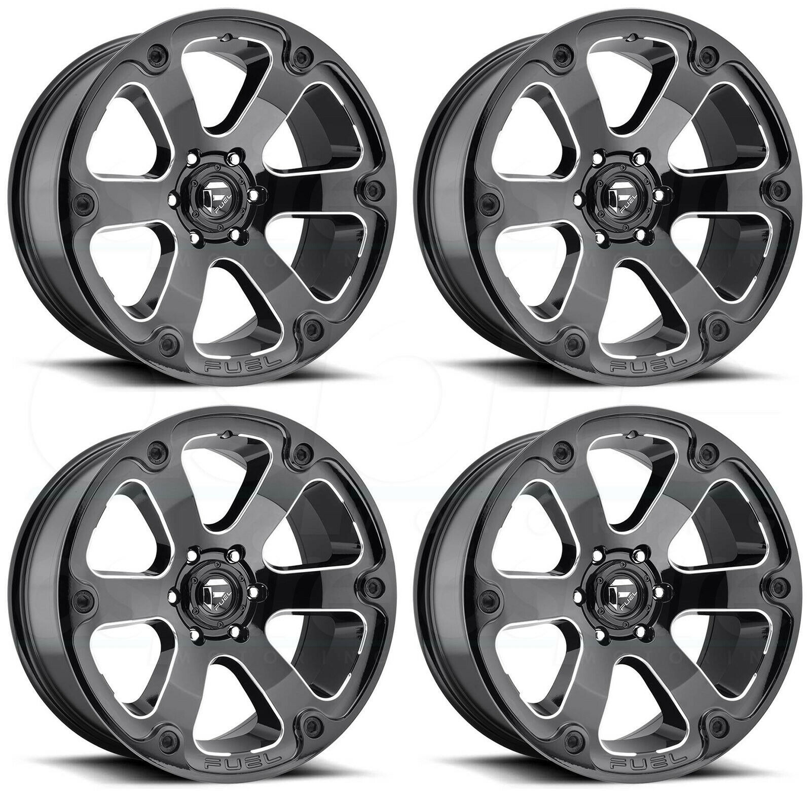 20x12 Fuel Beast D562 5x5/5x127 44 Black Milled Wheels Rims Set(4