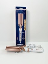 Conair Double Ceramic Triple Barrel Curling Iron Hair Styling Waver Rose Gold - $24.74