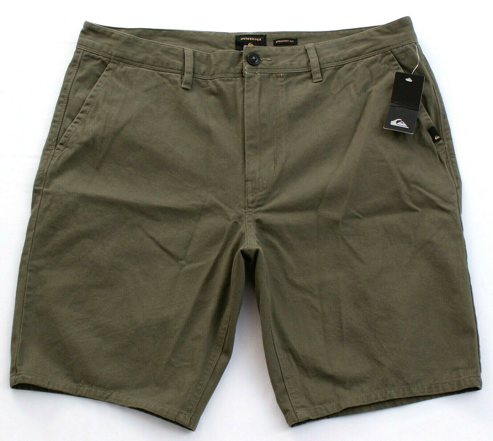 Quiksilver Green Flat Front Straight Fit Cotton Casual Shorts Men's NWT ...