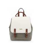 CarloRino Oxford Houndstooth Print Backpack - Beige Free Express Shippin... - $198.00