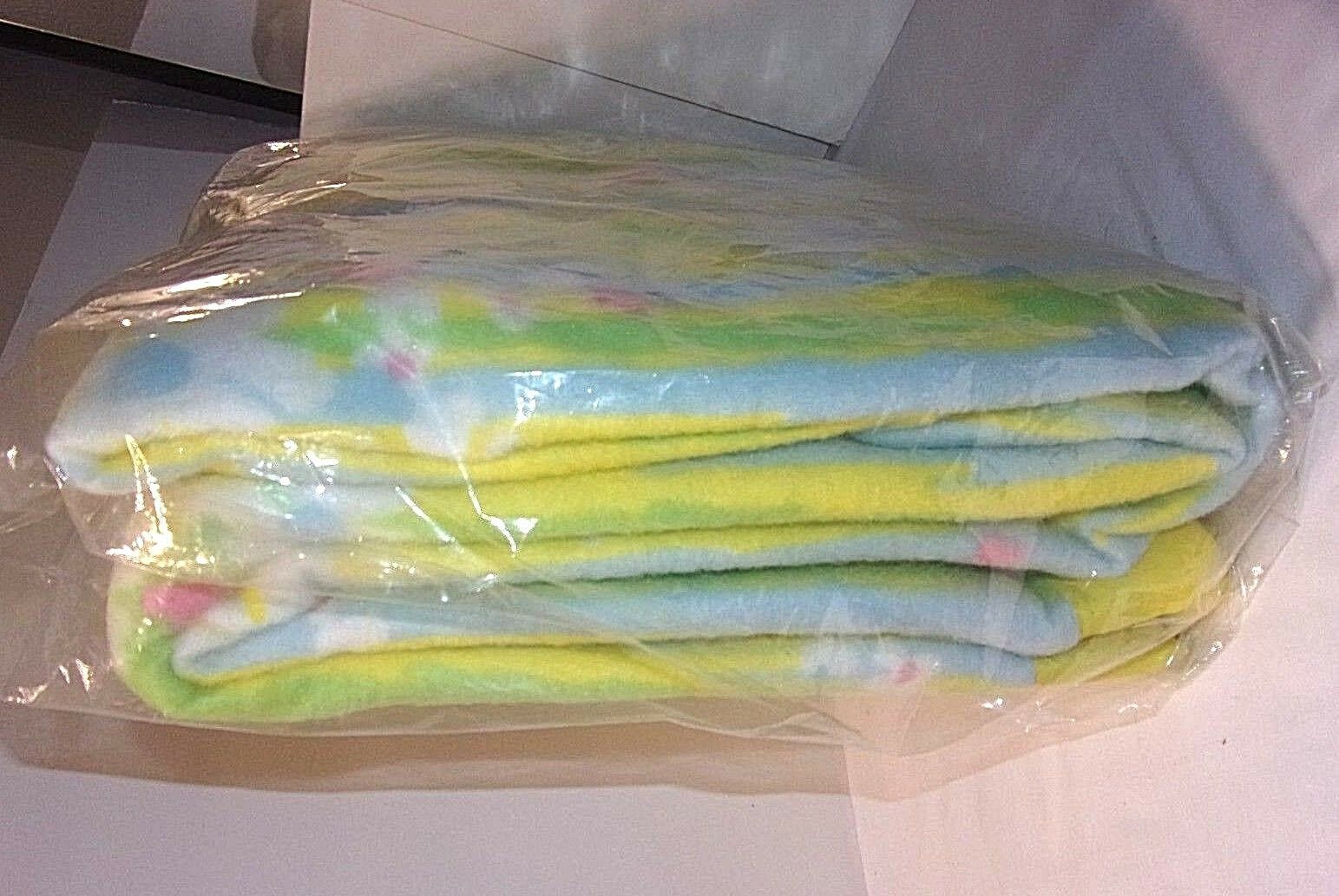 Twin Full Size Vtg Blanket Nylon Binding Mod Spring Flowers Chatham NOS