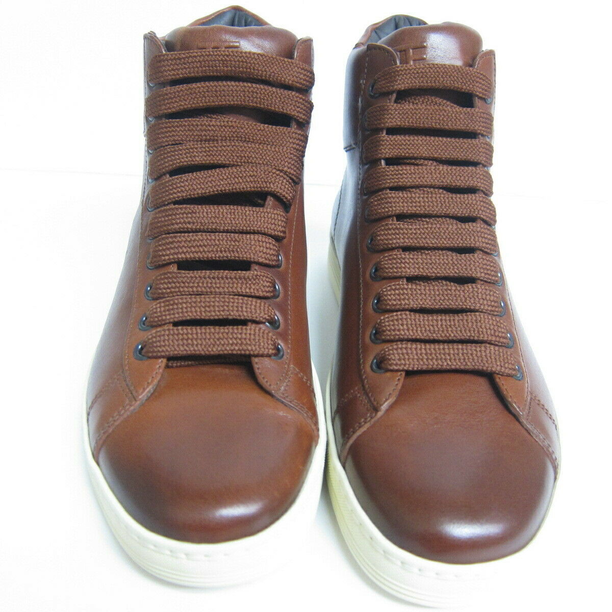 P1049117 New Tom Ford Brown High Top Informal Leather Sneakers Size US
