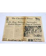 Vintage Apr 11 1942 WWII Cleveland Press Newspaper Bataan Surrender - $98.99