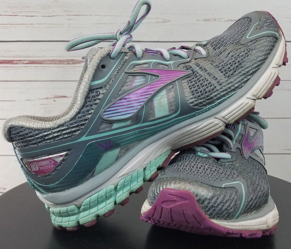 Brooks Ravenna 6 Size 8 DNA Women's Running Fitness Shoes Silver Purple Teal Athletic