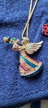 New Betsey Johnson Necklace Angel Blue Pink Horn Christmas Holiday Collectible   - $14.99
