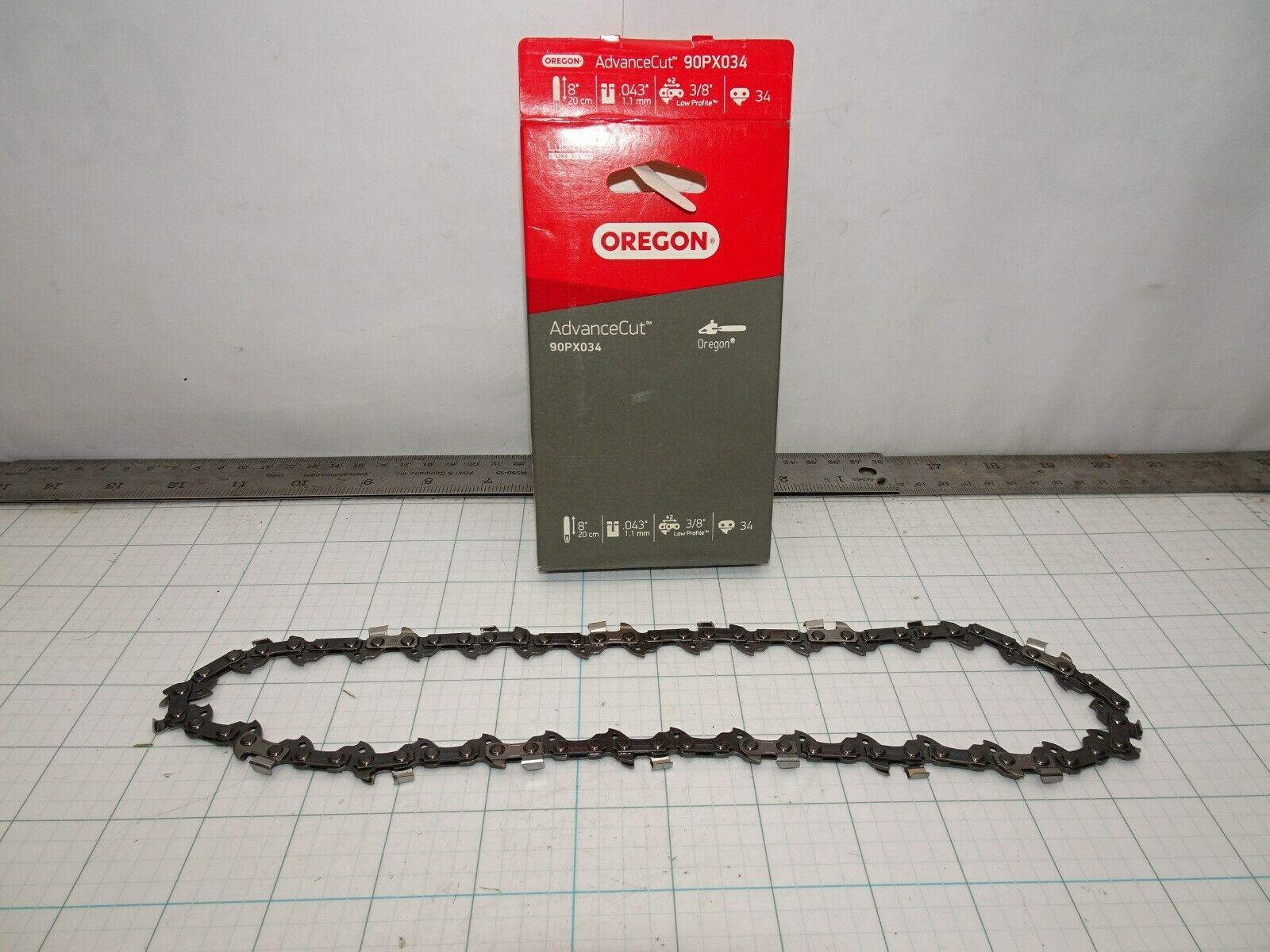 Oregon 90PX034 Chainsaw Saw Chain Loop Advance Cut 8" .043" 3/8LP 34 Drive Link - $16.41
