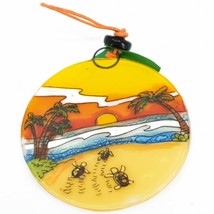 Fused Art Glass Hatching Baby Sea Turtles Ocean Ornament Handmade in Ecuador