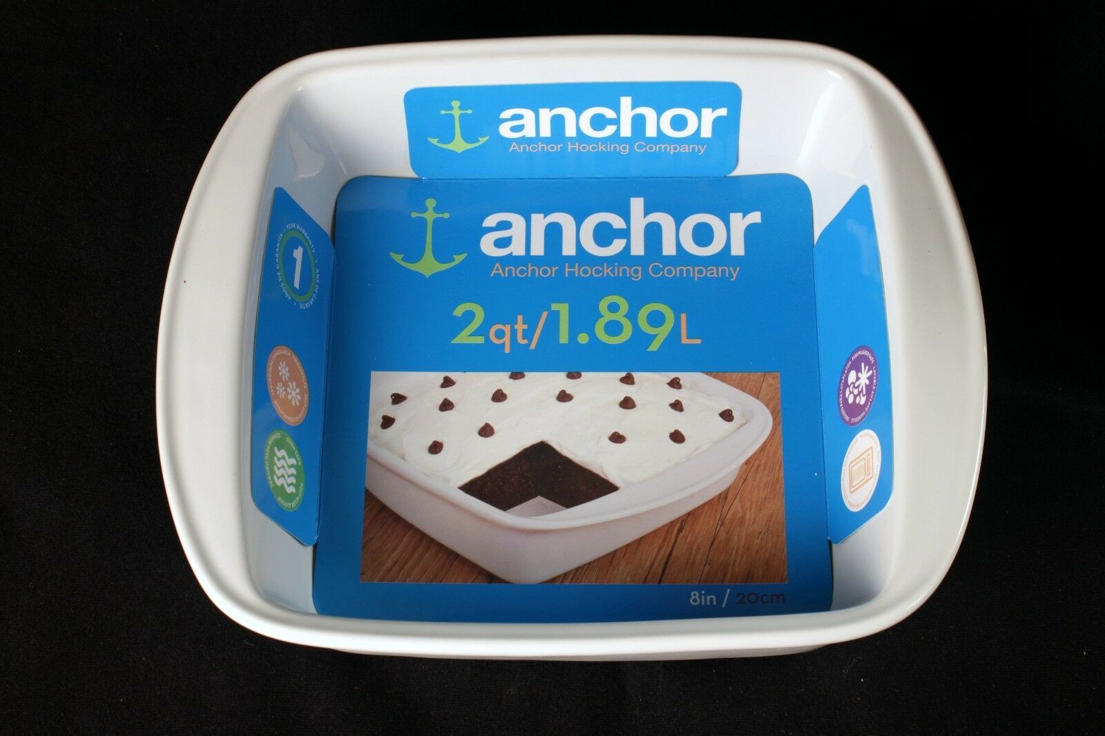 Primary image for Anchor Hocking 8 Inch Square Baking Dish Classic White New With Tags