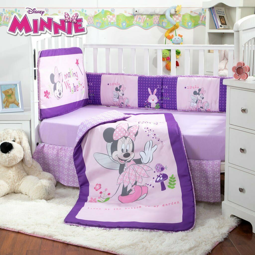 Disney Minnie Mouse 5 Piece Purple Crib Bedding Set - Nursery Bedding Sets