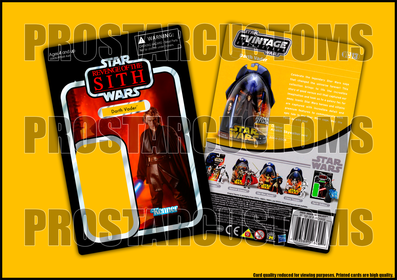 Custom Star Wars TVC VC13 ROTS Darth Vader or Anakin Skywalker Inspired Cardback