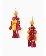 NEW Kate Spade Pretty Poms Tassel Statement Earrings Yellow &amp; Red 100% A... - $89.99