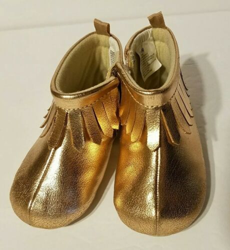 Gymboree Baby Girls Size 04  Metallic Rose Gold Fringe Boots Bootie Very Pretty - $12.95