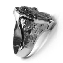 SOLID 18K WHITE BLACK GOLD BAND MAN RING HORSE HEAD HERD HORSESHOE FINELY WORKED image 4