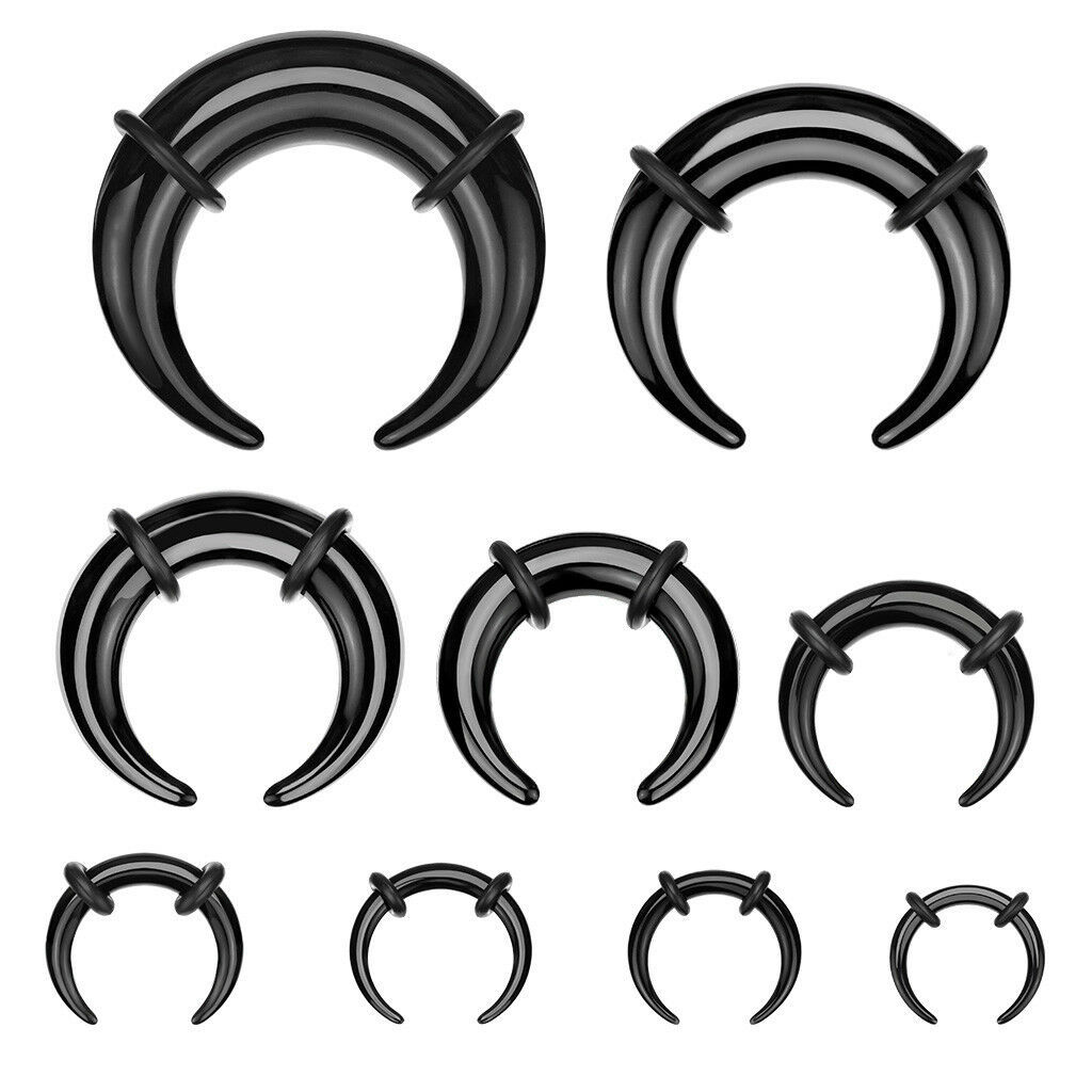 Black Titanium Septum Pincher Curved Buffalo Taper Stretcher with 2