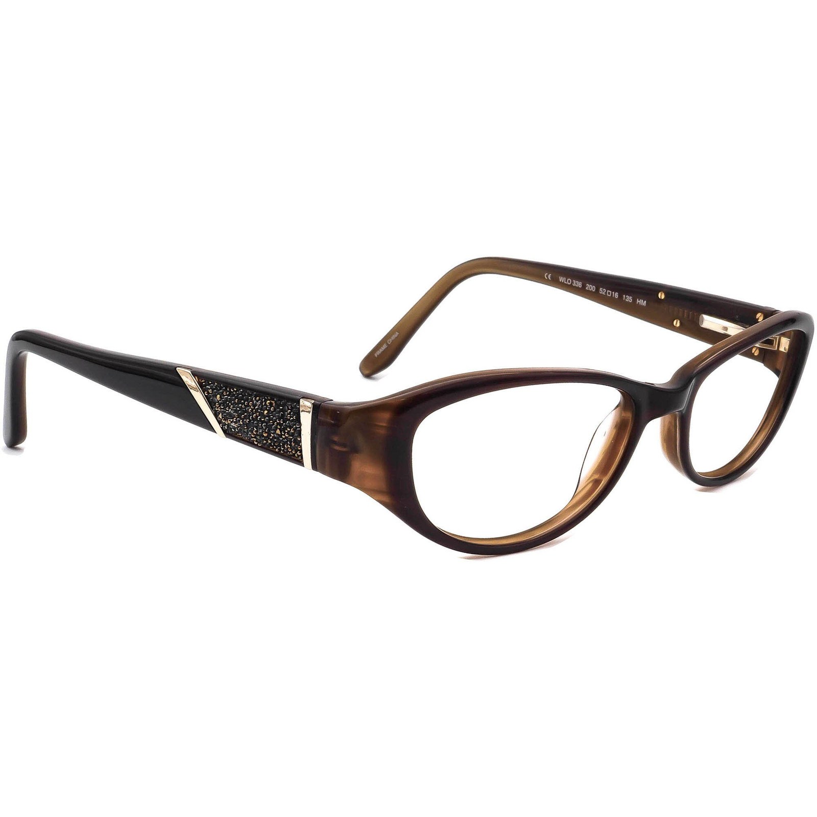 Luxe Eyeglasses WLO 336 200 Swarovski Marble Brown Cat Eye Frame 52[]16 ...