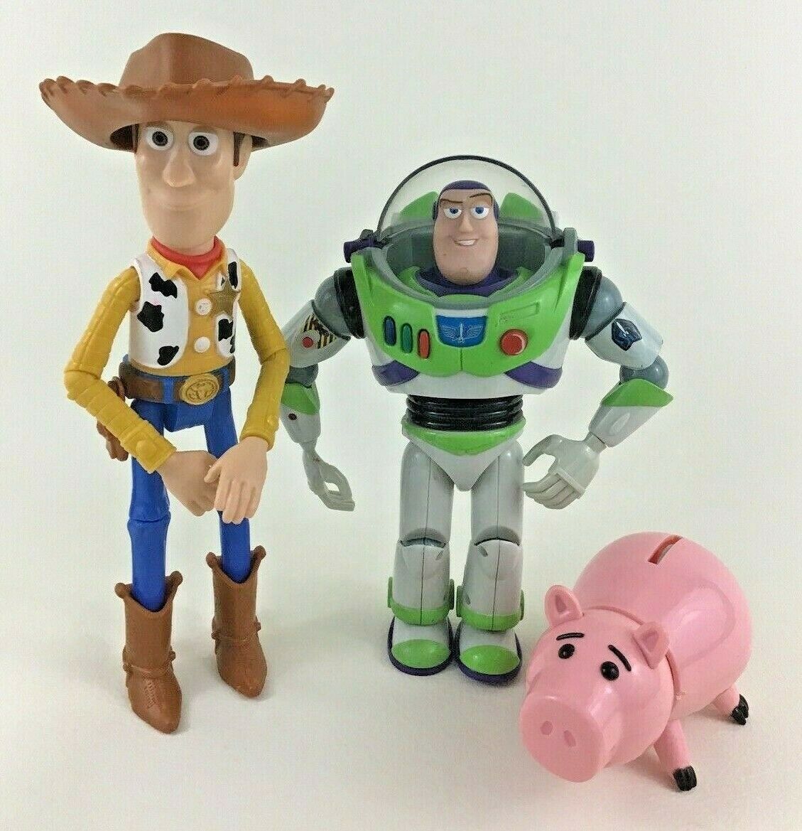 Toy Story Talking Buzz Lightyear Woody Hamm Posable Figures Lot of 3 ...