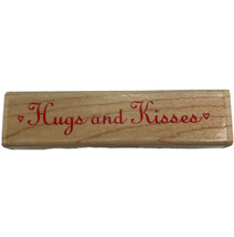 Hugs and Kisses Script Words Tiny Hearts Rubber Stamp Hero Arts Vintage 1999 - $5.92