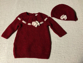 Camilla Baby Girls Red Shimmery Sparkly Sweater Dress With Hat Sz 3-6M  - $8.90