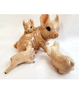 Ceramic Mom Pig Hog Sow & Baby Piglets Figurine Statue Figure Handpainted - $29.95
