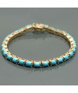 Natural Turquoise Bracelet, Tennis Bracelet, 925 Silver Bracelet, Sleepi... - $198.00
