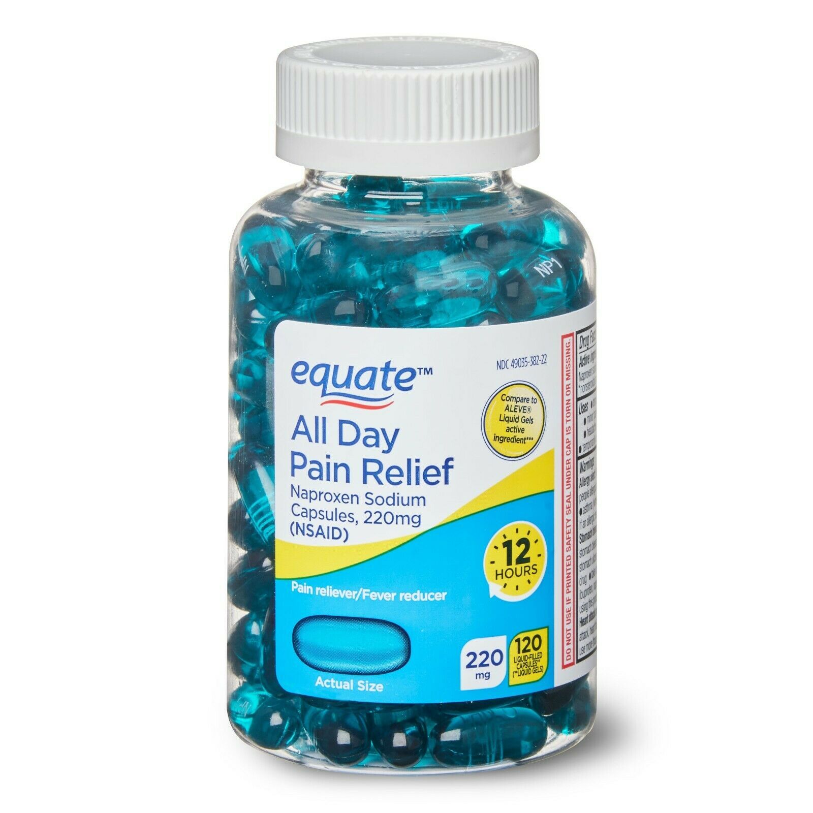 Equate All Day Pain Relief Naproxen Sodium Liquid Gels 220mg 120