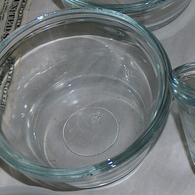 4 Lot 6 oz Anchor Hocking Clear Glass Custard Cups Ramekin Heavy Rim w ...