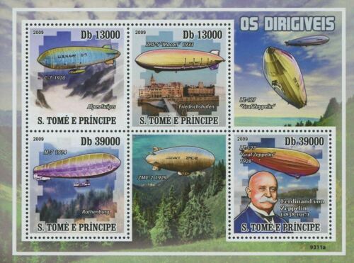 Airship Stamp Dirigible Transportation Souvenir Sheet of 4 Stamps Mint NH