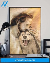 God, Jesus With Lovely Husky Dog Canvas | For Husky Dog Lover Canvas - $49.99