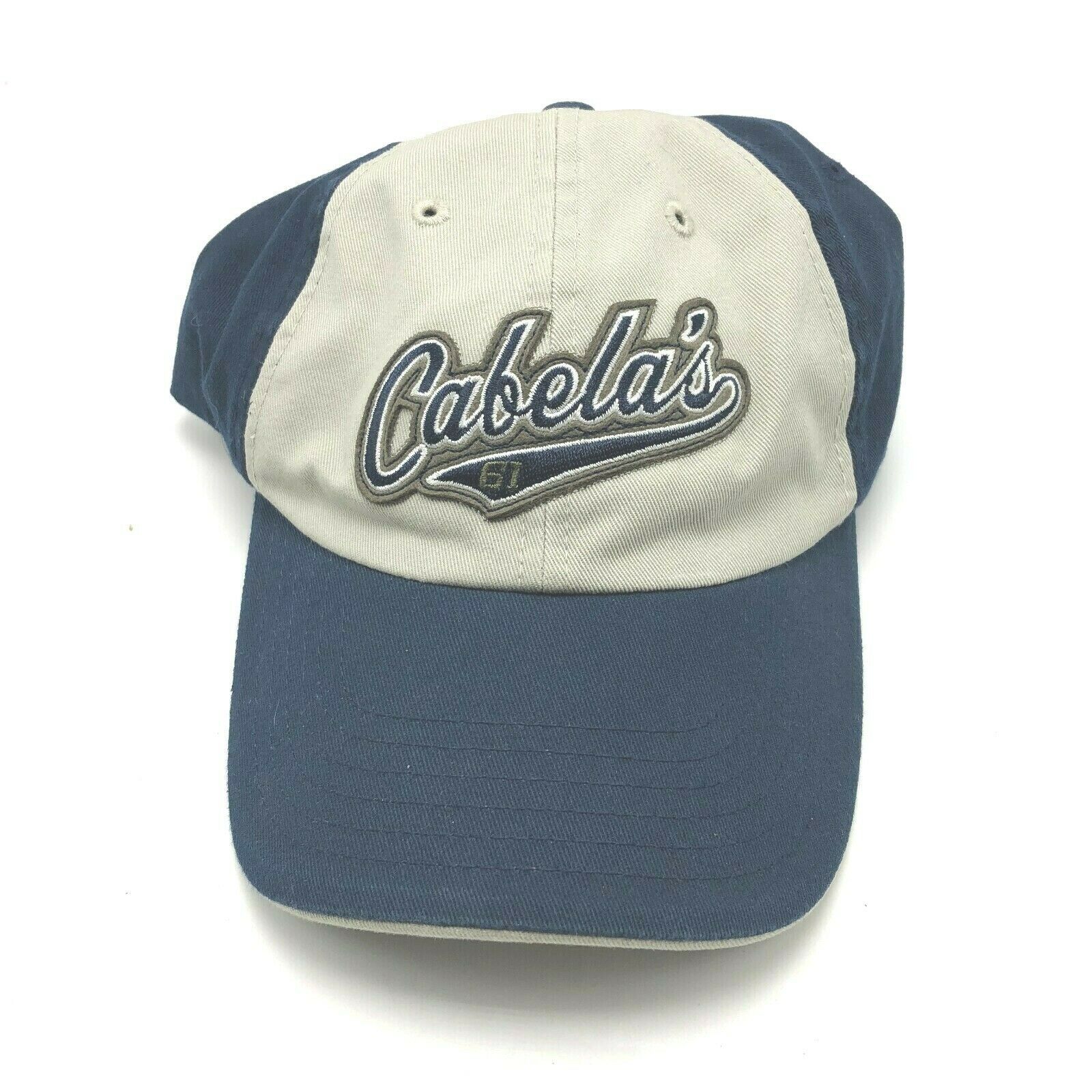 Cabelas 61 Hunting Fishing Sports Hat Cap Strapback Navy Blue Khaki Hats