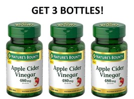 x3 Nature's Bounty Apple Cider Vinegar Tablets, Plant Based, 480 mg, 200 Count - $30.47