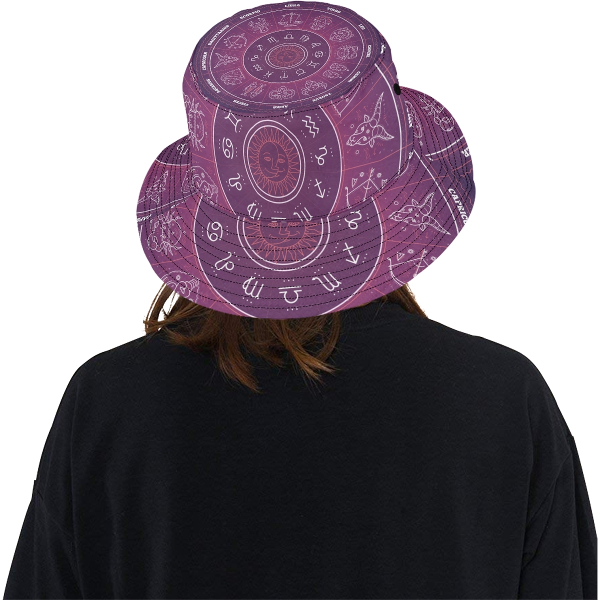 Zodiac Sign Horoscope Symbol Space Fashion Fishing Sun Bucket Hats Hats