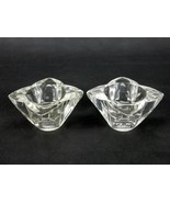 Chunky Crystal Candle Holders, Set of 2, 3/4&quot; Taper Candles, 4-Sided Low... - $9.75