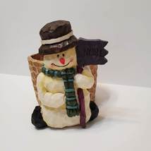 Vintage Snowman Planter, Christmas Plant Pot, Holiday Snow Man with Noel Sign image 10