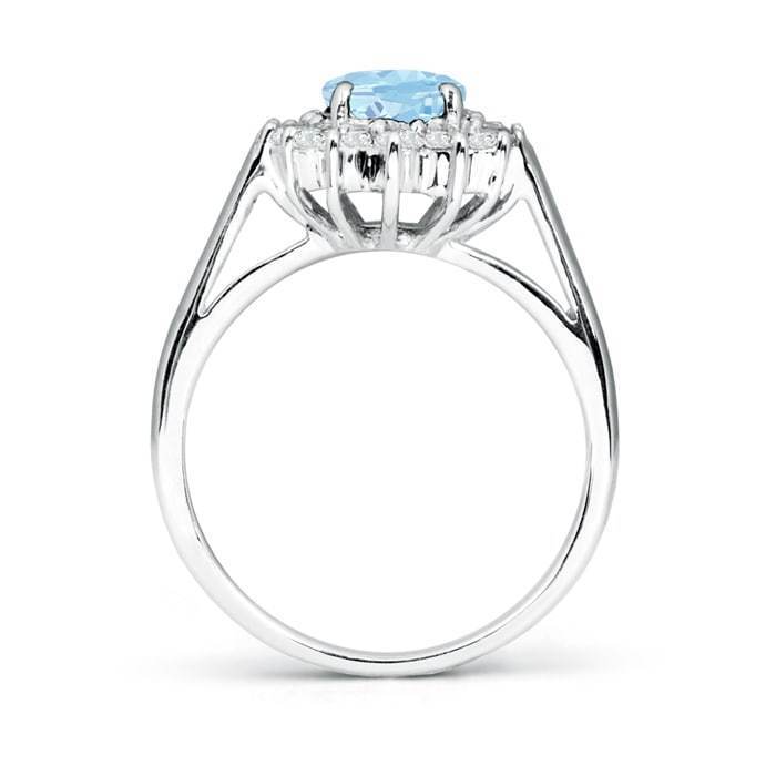 Princess Diana Inspired 1.2tcw Aquamarine Diamond Cocktail Ring Gold ...