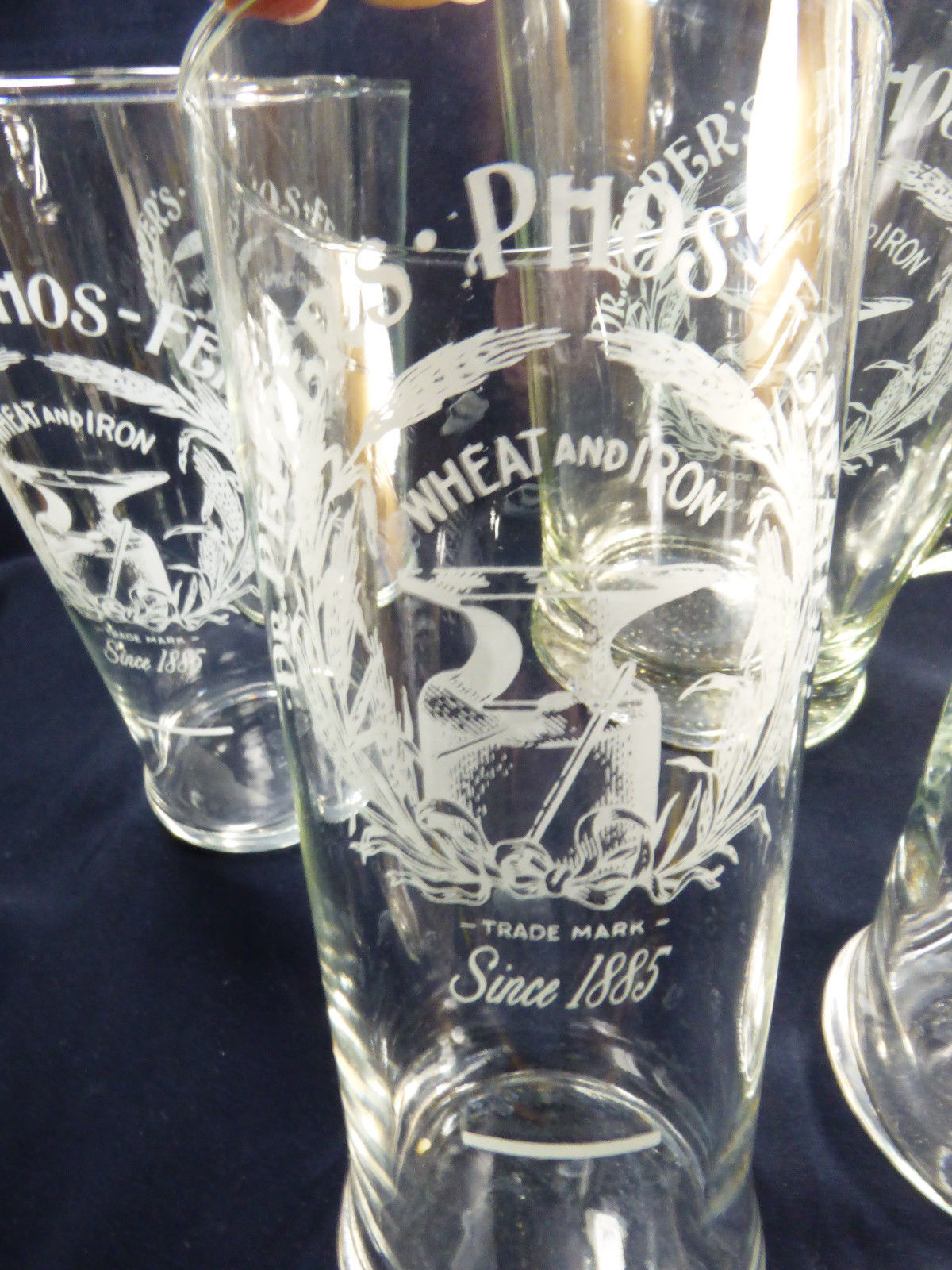 VTG Lot of 7 Dr. Pepper's Soda PhosFerrates 100th Anniversary Glasses