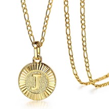 Initial Letter Necklace Women Figaro Chain A-Z Alphabet Pendant Necklace... - £9.57 GBP