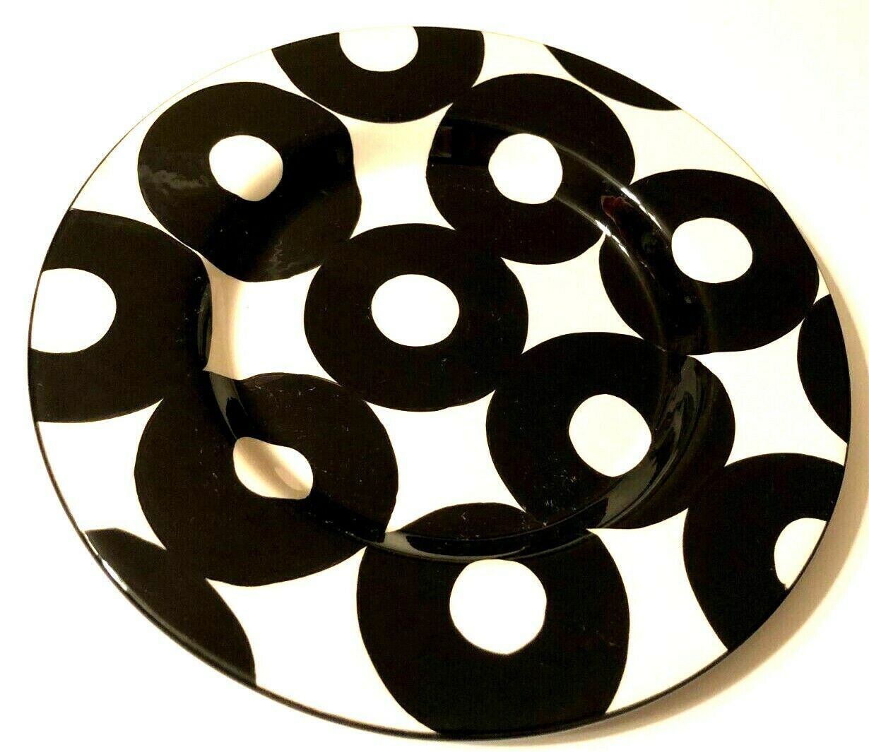 Tabletops Lifestyles Black Geometric Positive Hand Painted Crafted Salad Plate