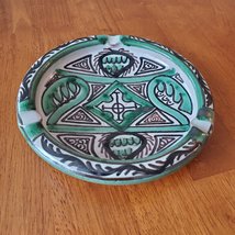 Domingo Punter ashtray, mid-century signed Spanish pottery, green black ceramic image 2